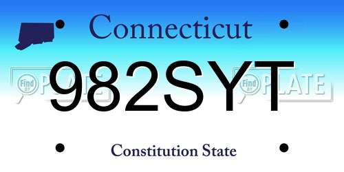 982SYT Connecticut License Plate