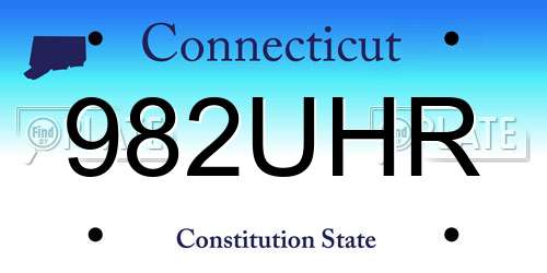 982UHR Connecticut License Plate