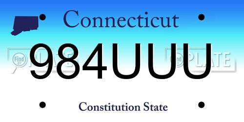 984UUU Connecticut License Plate