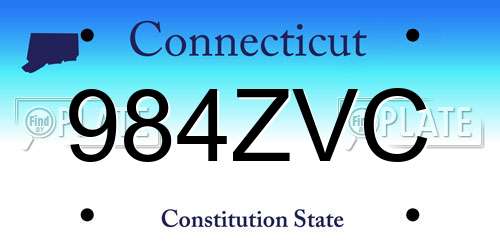 984ZVC Connecticut License Plate