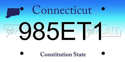 985ET1 Connecticut License Plate