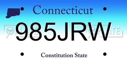 985JRW Connecticut License Plate