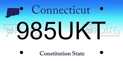 985UKT Connecticut License Plate
