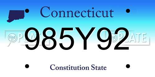 985Y92 Connecticut License Plate