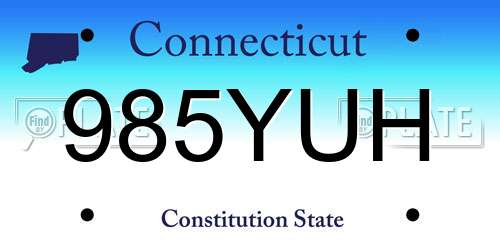 985YUH Connecticut License Plate