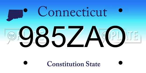 985ZAO Connecticut License Plate