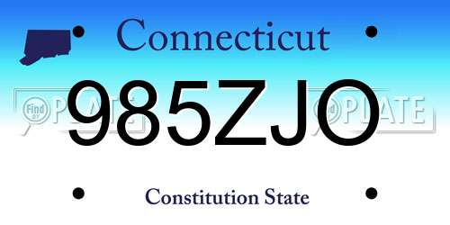 985ZJO Connecticut License Plate
