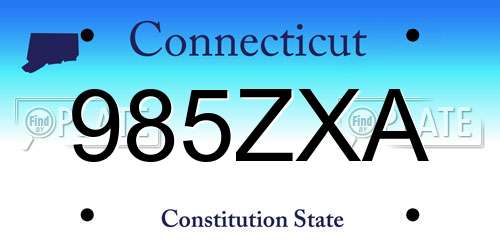 985ZXA Connecticut License Plate