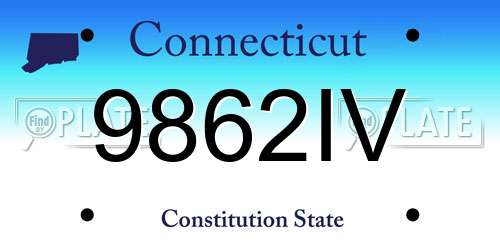 9862IV Connecticut License Plate