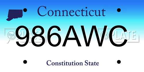 986AWC Connecticut License Plate