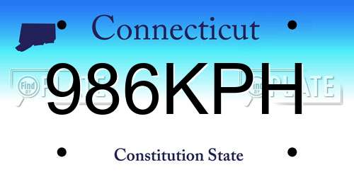 986KPH Connecticut License Plate