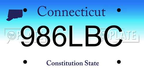 986LBC Connecticut License Plate