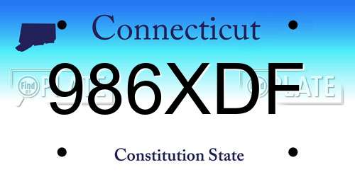986XDF Connecticut License Plate