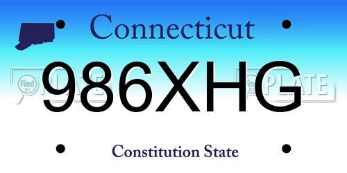 986XHG Connecticut License Plate