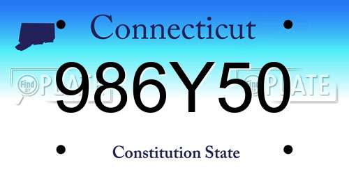 986Y50 Connecticut License Plate
