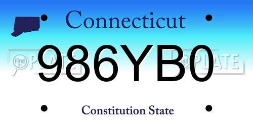 986YB0 Connecticut License Plate