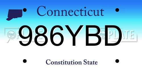 986YBD Connecticut License Plate