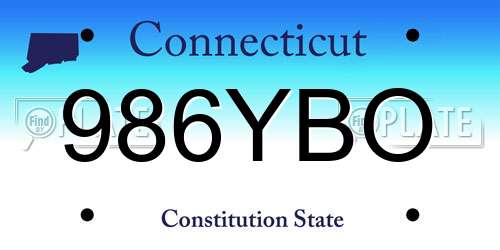 986YBO Connecticut License Plate