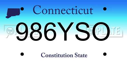 986YSO Connecticut License Plate