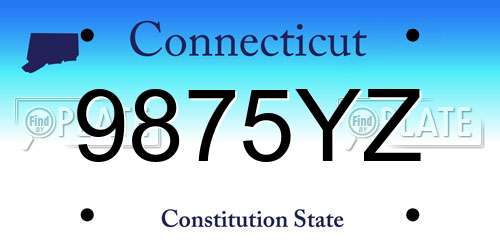 9875YZ Connecticut License Plate