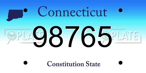 98765 Connecticut License Plate