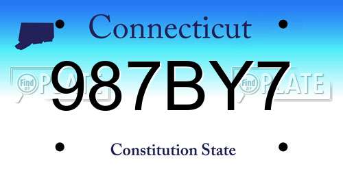 987BY7 Connecticut License Plate