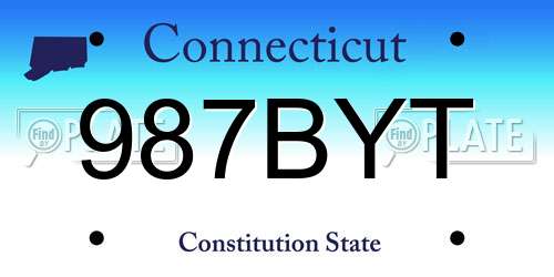 987BYT Connecticut License Plate