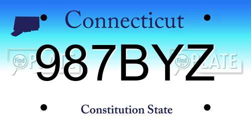 987BYZ Connecticut License Plate