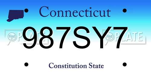 987SY7 Connecticut License Plate