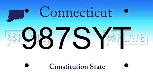 987SYT Connecticut License Plate