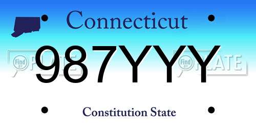 987YYY Connecticut License Plate