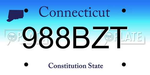988BZT Connecticut License Plate