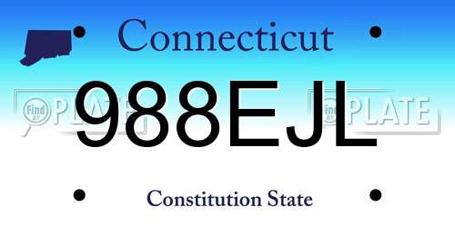 988EJL Connecticut License Plate