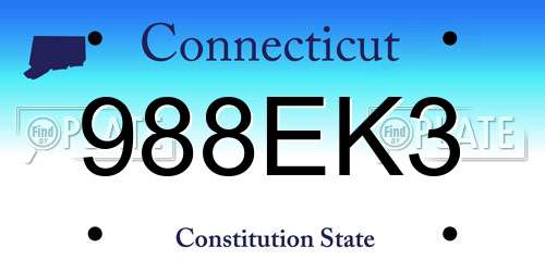 988EK3 Connecticut License Plate