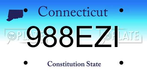 988EZI Connecticut License Plate