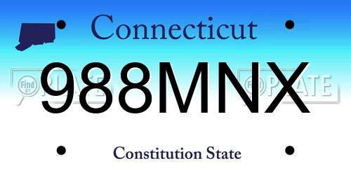 988MNX Connecticut License Plate