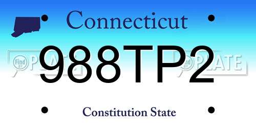 988TP2 Connecticut License Plate