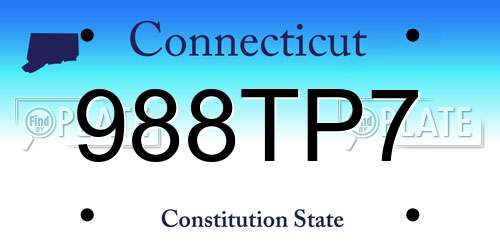 988TP7 Connecticut License Plate