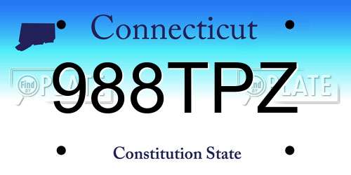 988TPZ Connecticut License Plate