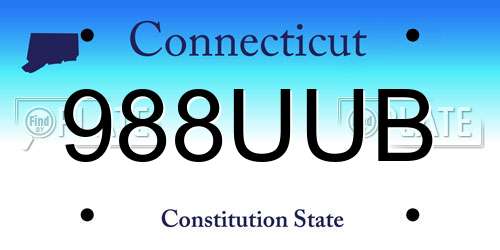 988UUB Connecticut License Plate