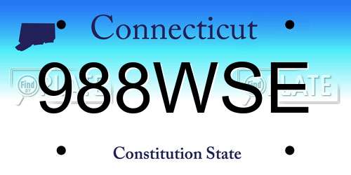 988WSE Connecticut License Plate