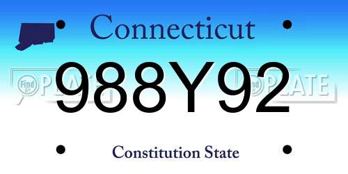 988Y92 Connecticut License Plate