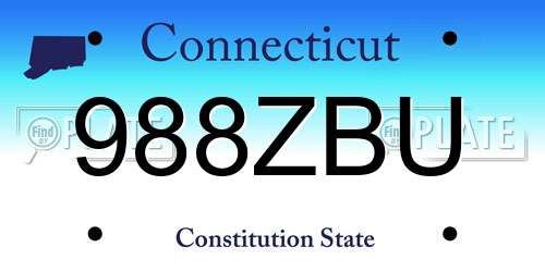 988ZBU Connecticut License Plate