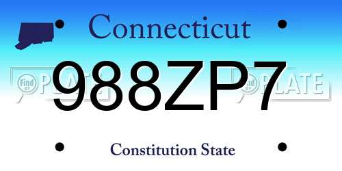 988ZP7 Connecticut License Plate