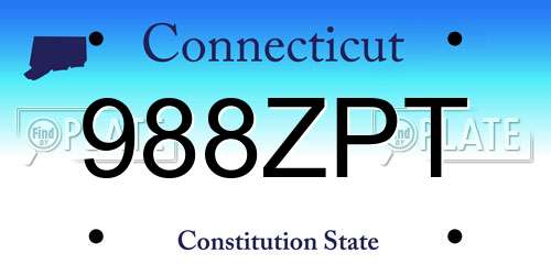 988ZPT Connecticut License Plate