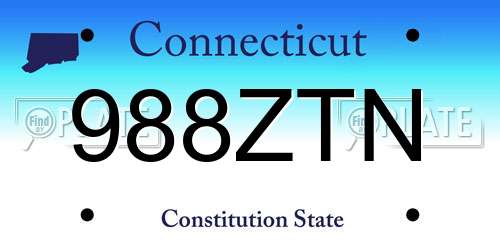 988ZTN Connecticut License Plate