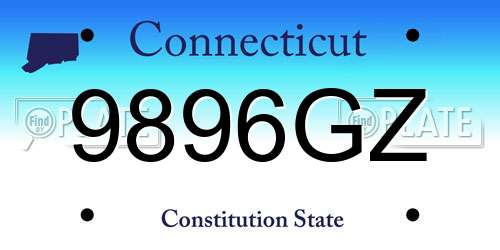 9896GZ Connecticut License Plate