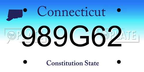 989G62 Connecticut License Plate