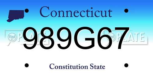 989G67 Connecticut License Plate