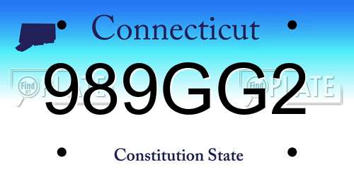 989GG2 Connecticut License Plate